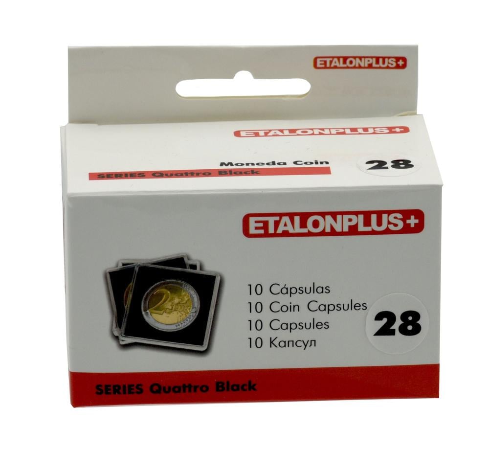 Капсули для монет Etalonplus 28 мм 10 шт. 50х50 мм вкладиш Чорний (А16697)