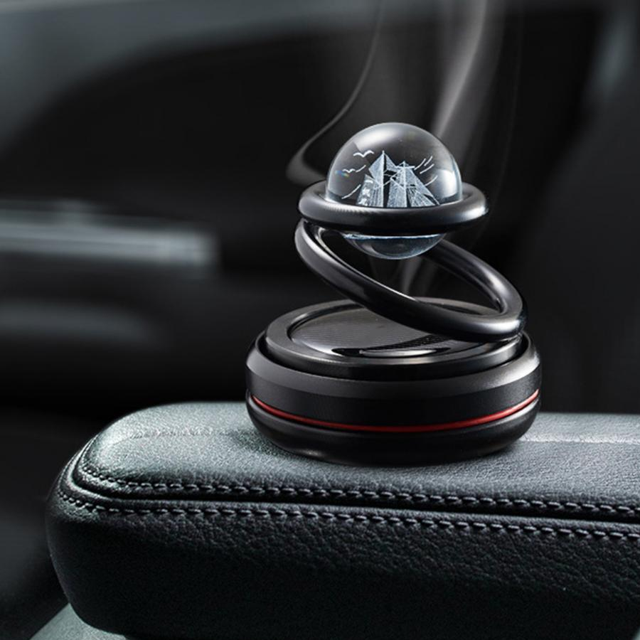 Ароматизатор на сонячних батареях у машину кільця що обертаються 3D корабель Чорний - фото 2 Ароматизатор на сонячних батареях у машину кільця що обертаються 3D корабель Чорний - фото 2