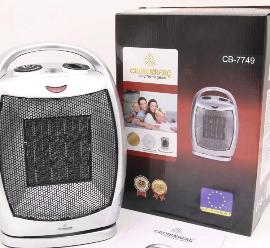 Керамический обогреватель Crownberg CB7749 компактный тепловентилятор 1500 Вт Черный (234586735) Керамический обогреватель Crownberg CB7749 компактный тепловентилятор 1500 Вт Черный (234586735)