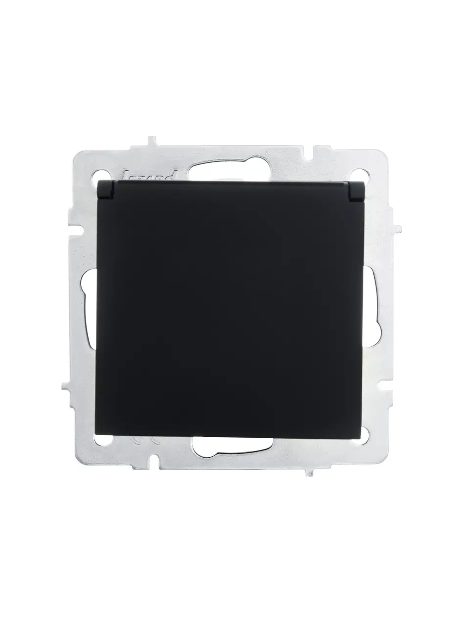 Розетка Lezard Vesna 1-я с заземлением и крышкой без рамки Антрацитовый