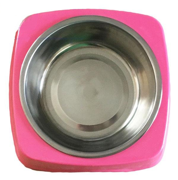 Миска для собак з нержавіючої сталі в квадратній пластиковій підставці 17х15 см Різнокольоровий (2296455619) - фото 3 Миска для собак з нержавіючої сталі в квадратній пластиковій підставці 17х15 см Різнокольоровий (2296455619) - фото 3