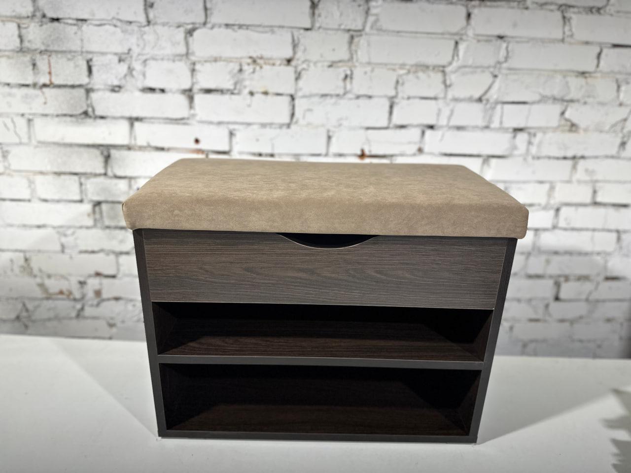 Тумба для обуви ДСП/ткань 30х70х45 см Венге темный/Какао - фото 2 Тумба для обуви ДСП/ткань 30х70х45 см Венге темный/Какао - фото 2