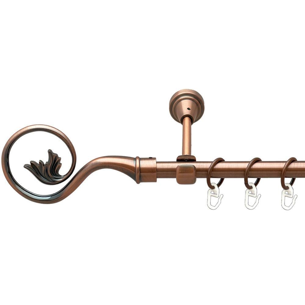 Карниз металлический Orvit Ника однорядный открытый/гладкая труба/кольцо металлическое Медь 16 мм 300 см (00-00019390)