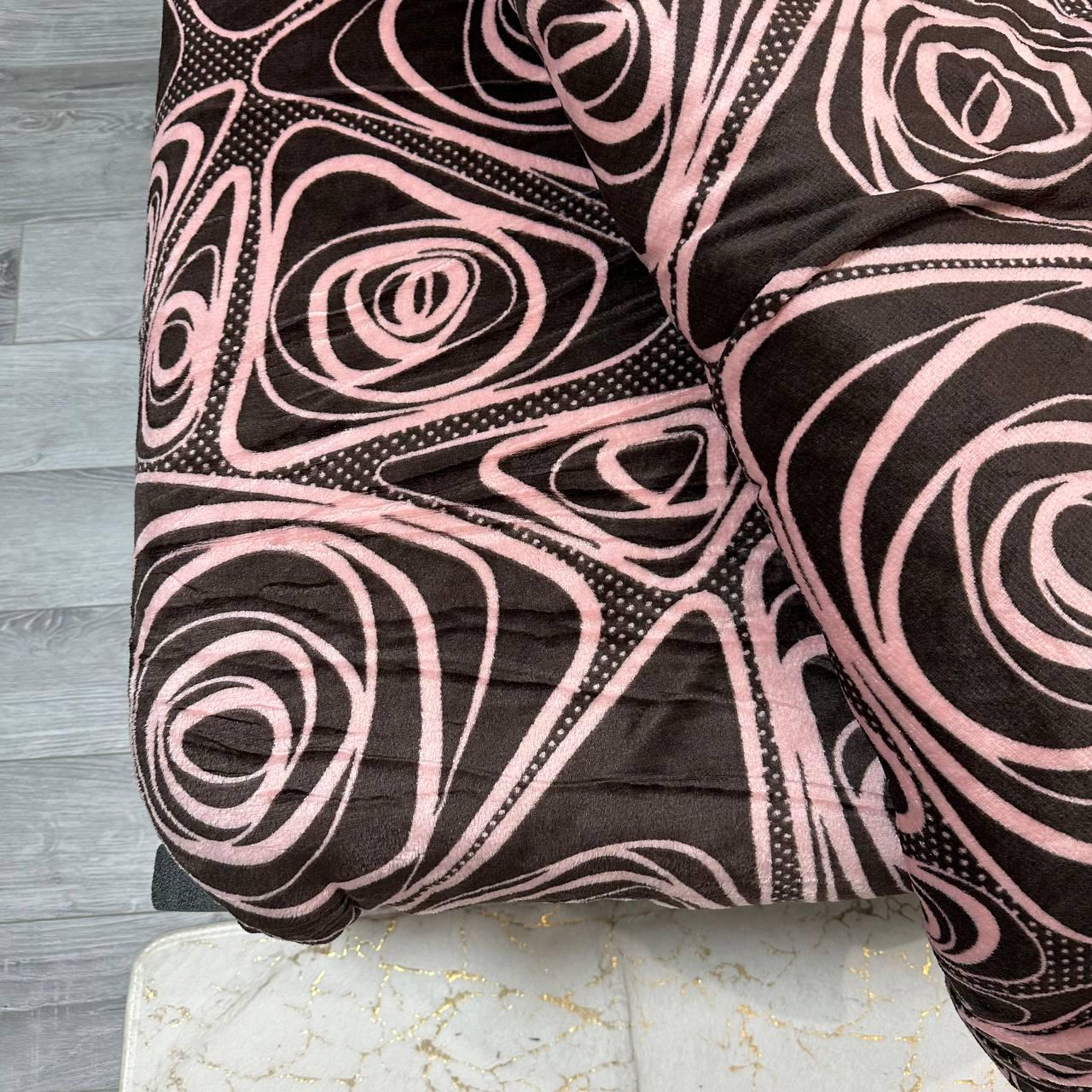 Комплект постельного белья велюровый с рисунком с 4 наволочками евро 200x230 см Коколадно-розовый (29225210) - фото 8