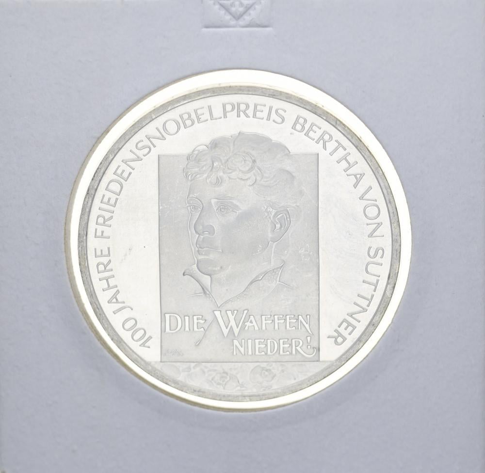 Коллекционная монета Германия 10 евро 2005 Берта Суттнер Серебро UNC (М10896)