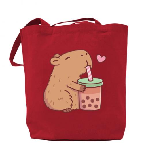 Шоппер Boba tea capybara Красный (14709231-3-188160)