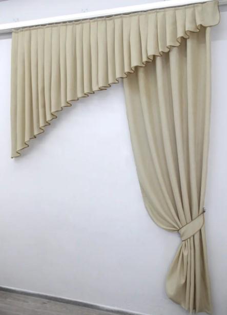 Комплект на кухню штори/ламбрекен льон 200х250 см Бежевий (039к) - фото 2 Комплект на кухню штори/ламбрекен льон 200х250 см Бежевий (039к) - фото 2