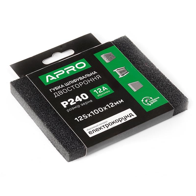 Губка шліфувальна Apro двостороння Р240 125х100х12 мм (828127)