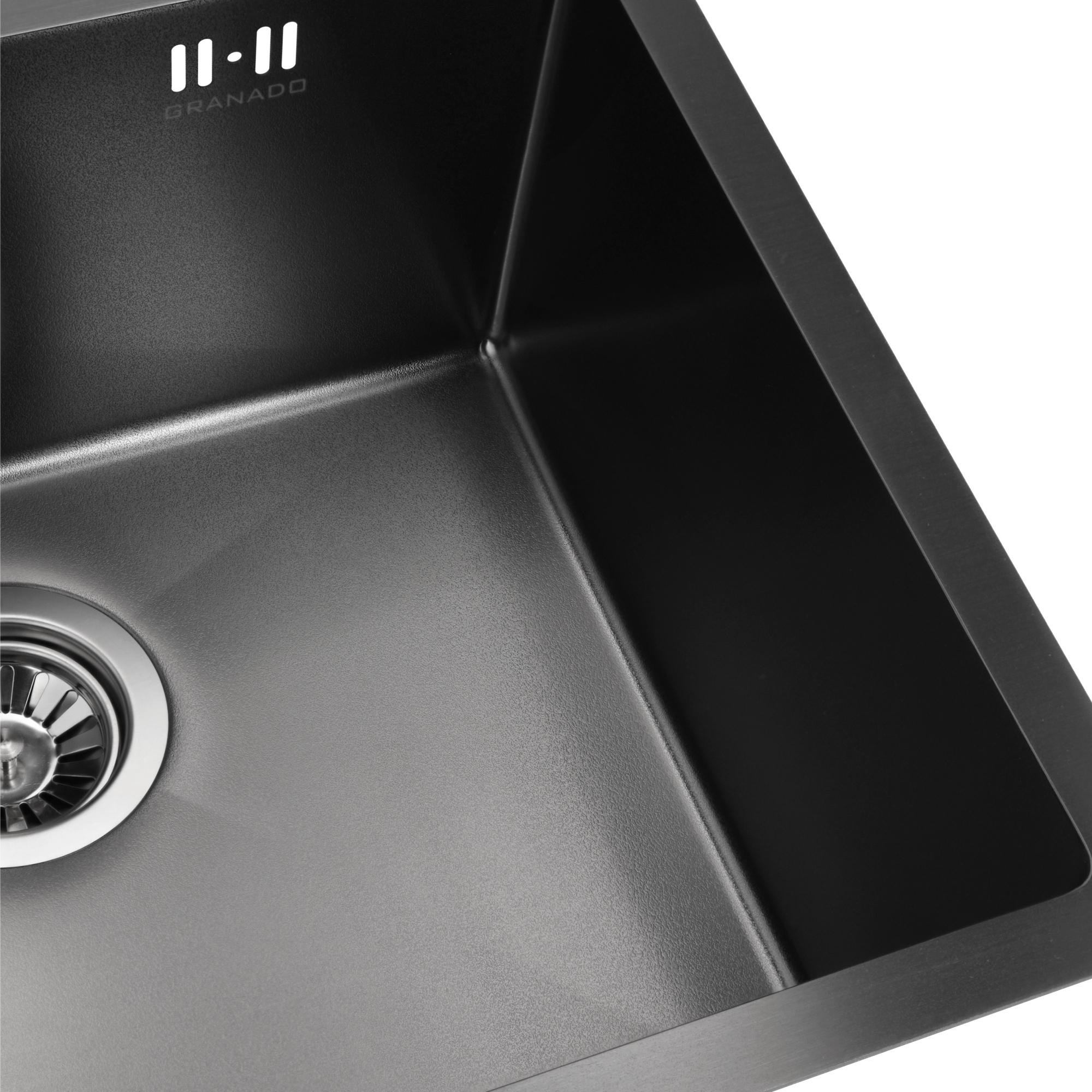 Мийка для кухні Granado Under top Max Steel S201 Textures 53х43х22 см Black - фото 4