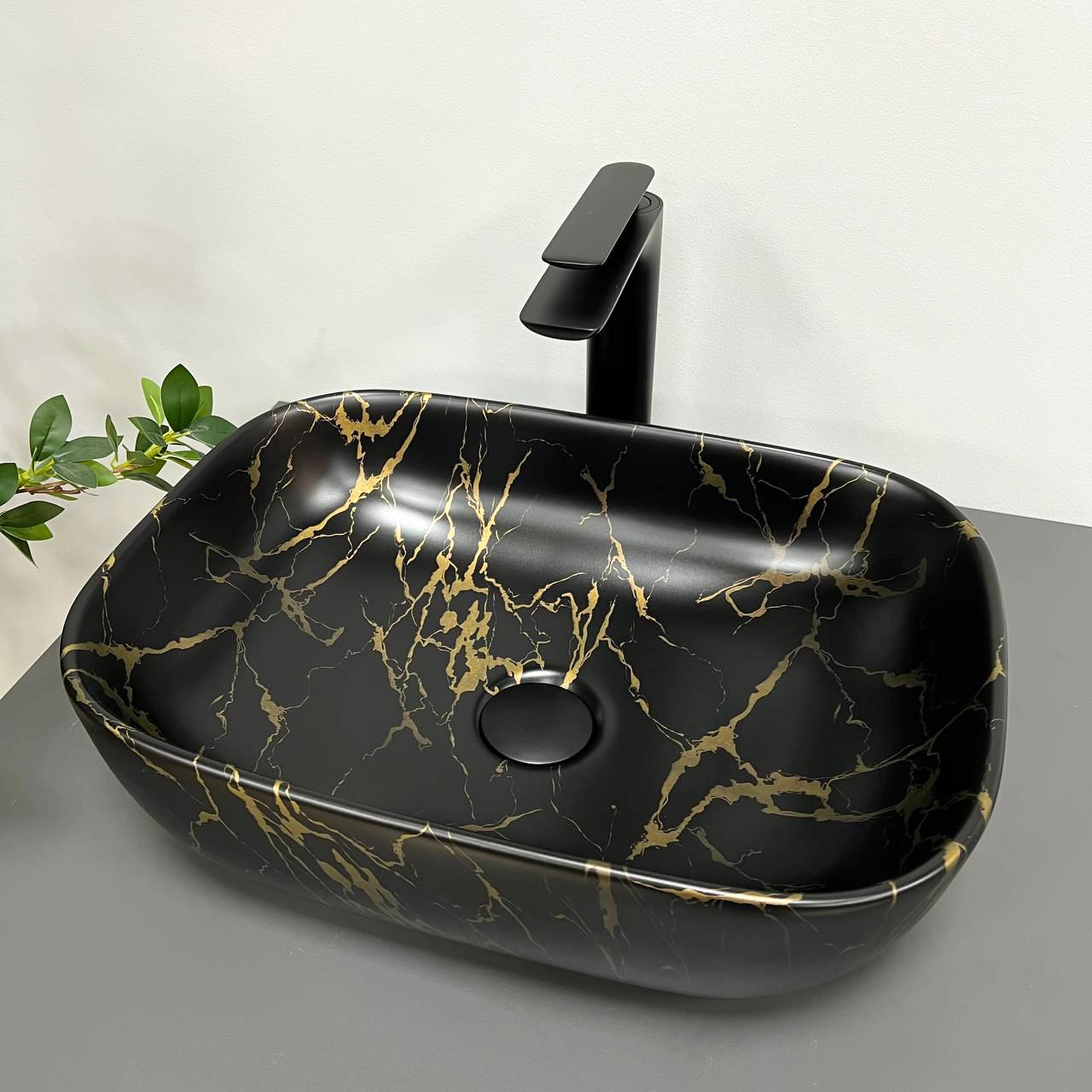 Умивальник VBI RAVENNA MARBLE накладний Black matt (VBI-011209) - фото 1