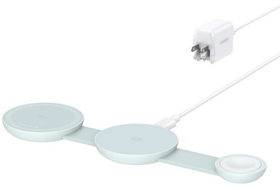 Док-станция Anker MagSafe Compatible MagGo UFO Charger 3in1 Qi2 15W Max Green (B25M8J61)