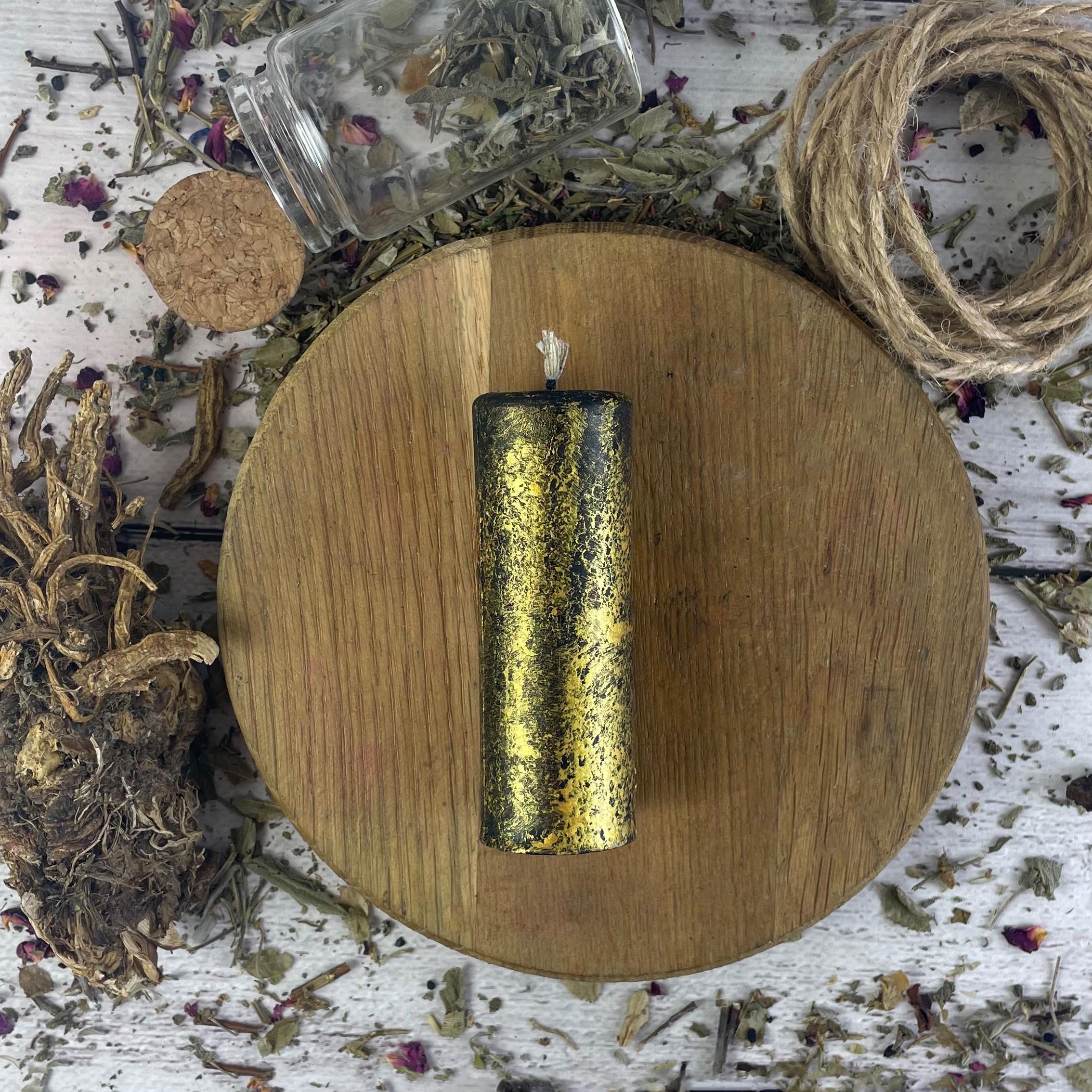 Свічка воскова Циліндр 3,5х10 см Золотий/Чорний (810)