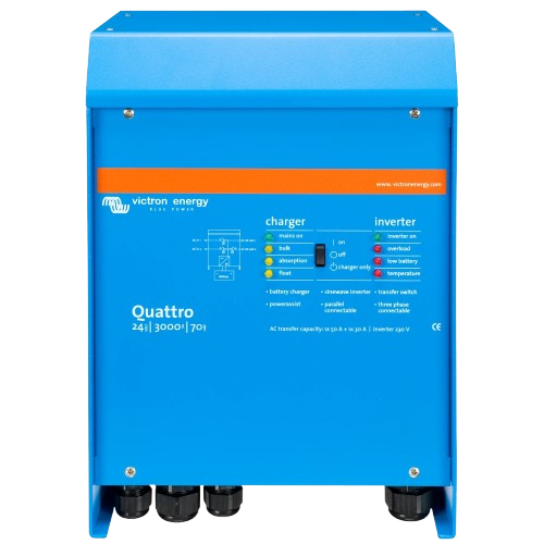 Инвертор гибридный с чистой синусоидой Victron Energy Quattro 24/3000/70-50/50 1 фаза 2,4 кВт 24 В 70A VE. Bus Blue (27918864)