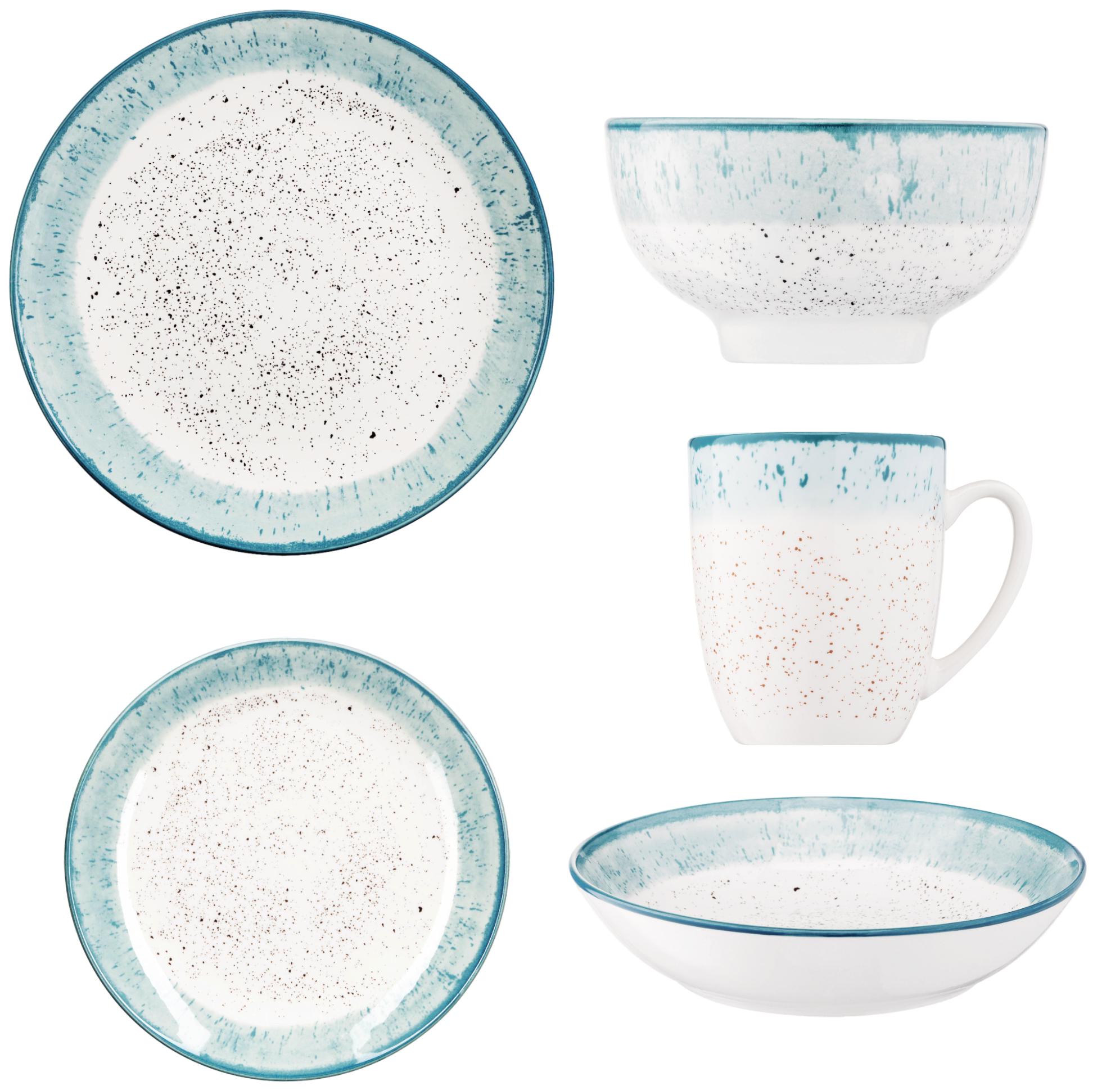 Столовий сервіз Ardesto Siena 5 предметів 1 особа порцеляна Біло-блакитний - фото 1