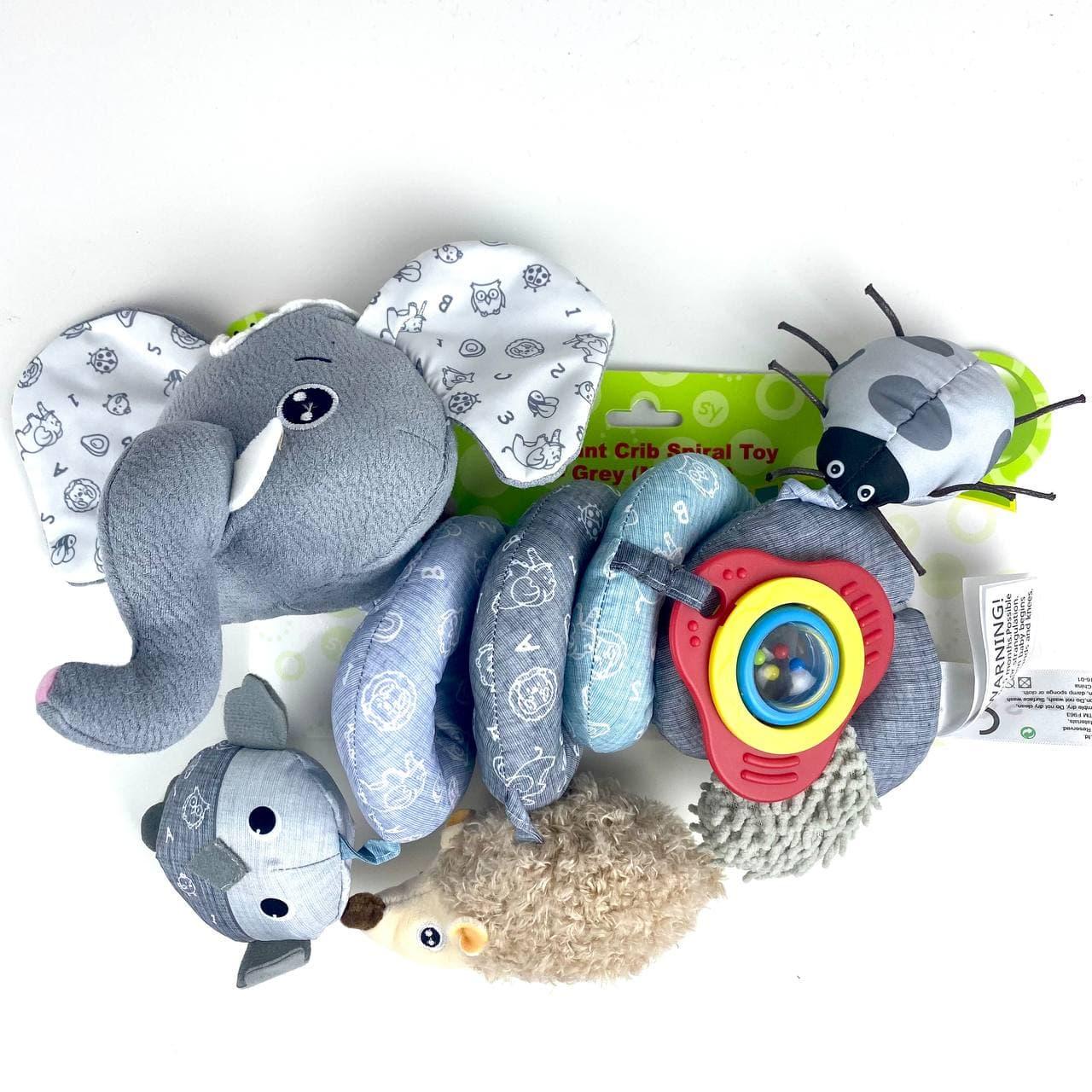 Развивающая музыкальная мягкая игрушка спираль Sozzy F963 слоник Голубой (1515109506)