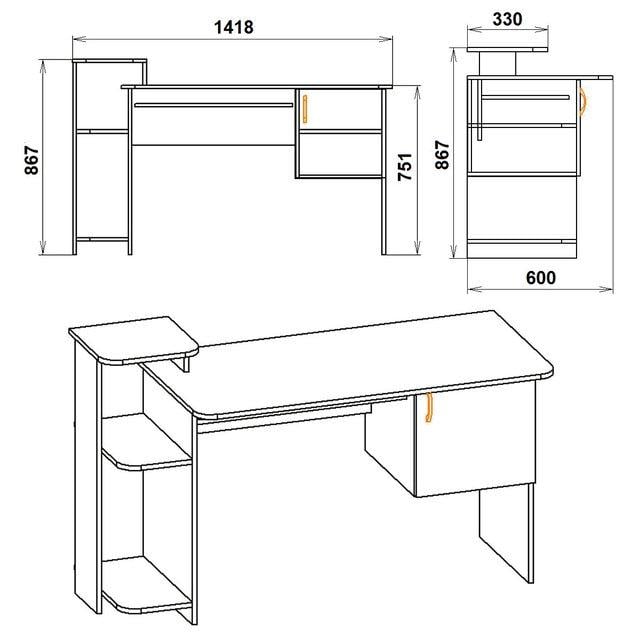 Стіл комп'ютерний Компаніт СКМ 3 142х60х87 см Яблуня (60d5d4d7c540f20eca2cb3b2) - фото 2 Стіл комп'ютерний Компаніт СКМ 3 142х60х87 см Яблуня (60d5d4d7c540f20eca2cb3b2) - фото 2