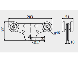 Каретка несущая Roll Grand №3А для подвесных систем/механизмов и подвесных ворот до 500 кг - фото 2