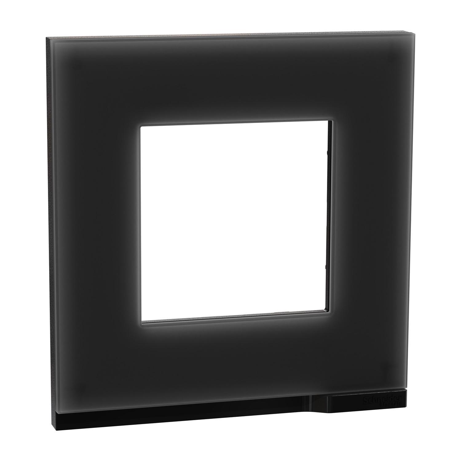 Рамка одноместная Schneider Electric Unica Pure горизонтальная Черное стекло/Антрацит (NU600286)