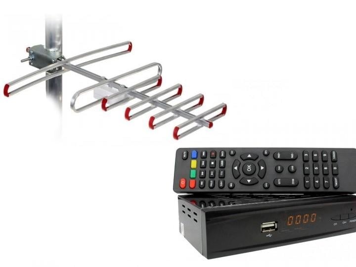 Комплект DVB-S2/T2 тюнер комбинированный Combo DVB-S2/T2/антенна внешняя SUPER 4 40 км