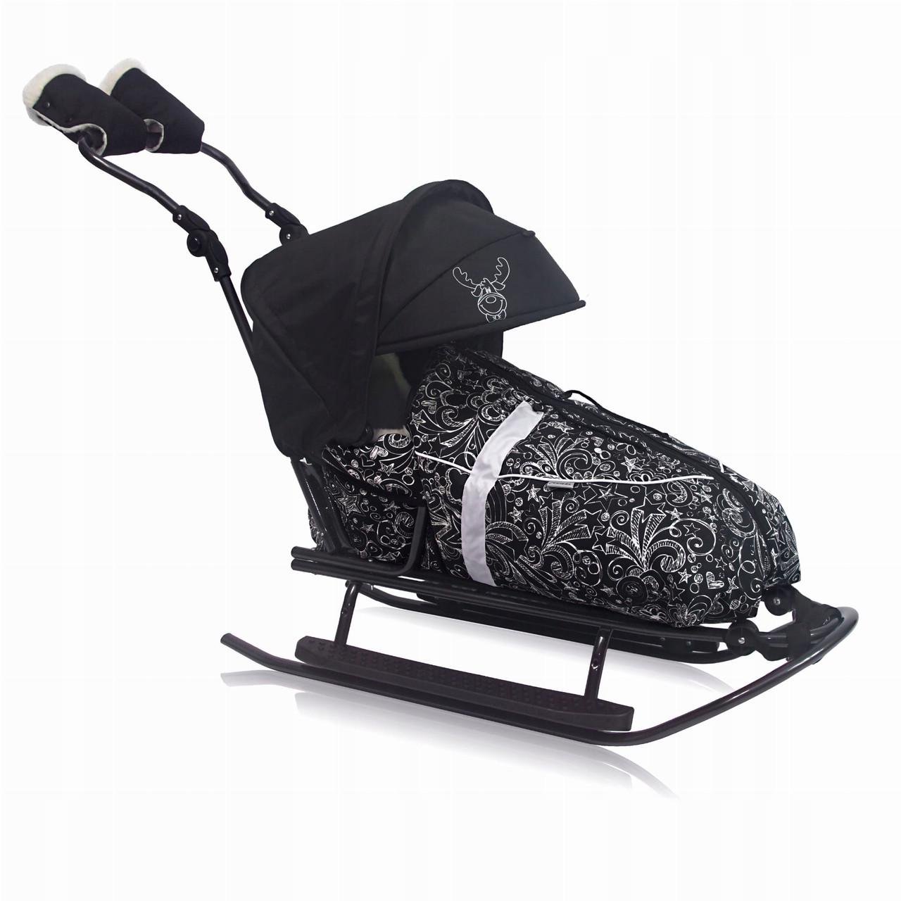 Санки RASPER 7в1 подножки/спинка/спальник с утеплителем/регулируемая ручка/муфты/дашок (2616433881)