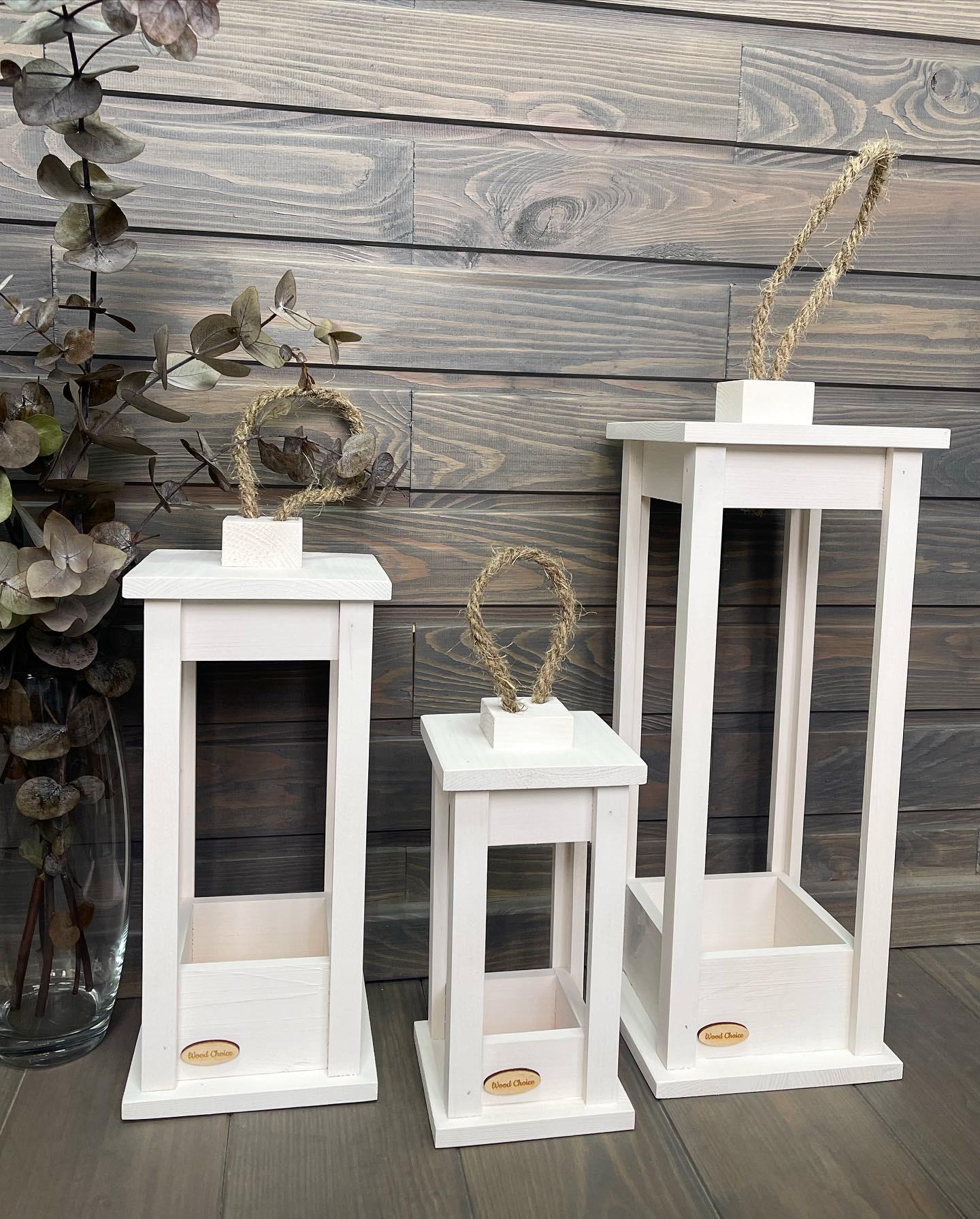 Набор подсвечников деревянные Фонари 25/35/45 см Белый - фото 3 Набор подсвечников деревянные Фонари 25/35/45 см Белый - фото 3