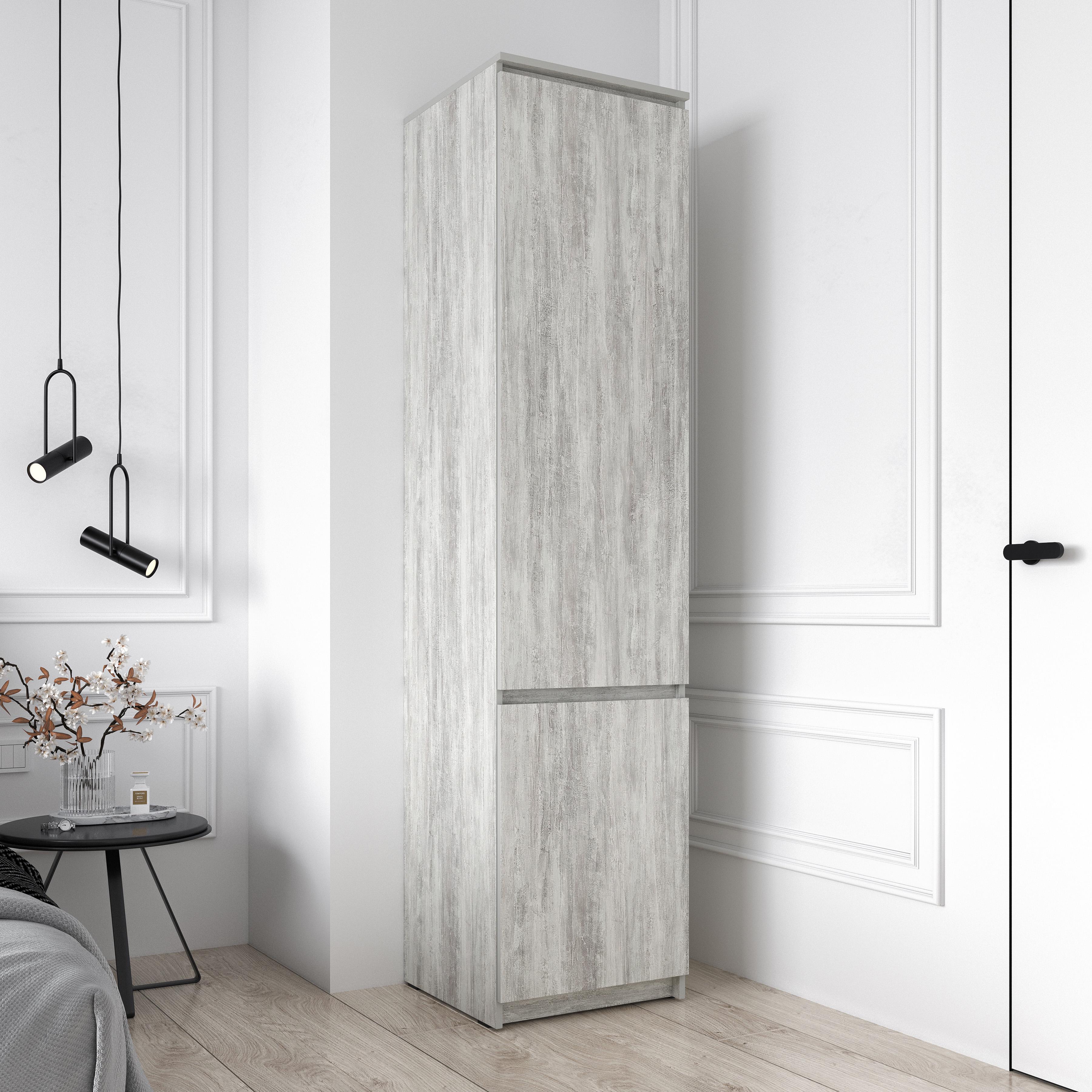 Шафа-пенал двохдверний закритий з полицями 500x2117x498 мм Бетон (mt-217-bt)