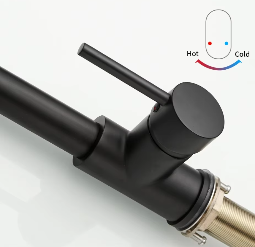 Змішувач для кухні з латуні зі стаціонарним і висувним виливом з нержавіючої сталі Чорний - фото 6 Змішувач для кухні з латуні зі стаціонарним і висувним виливом з нержавіючої сталі Чорний - фото 6