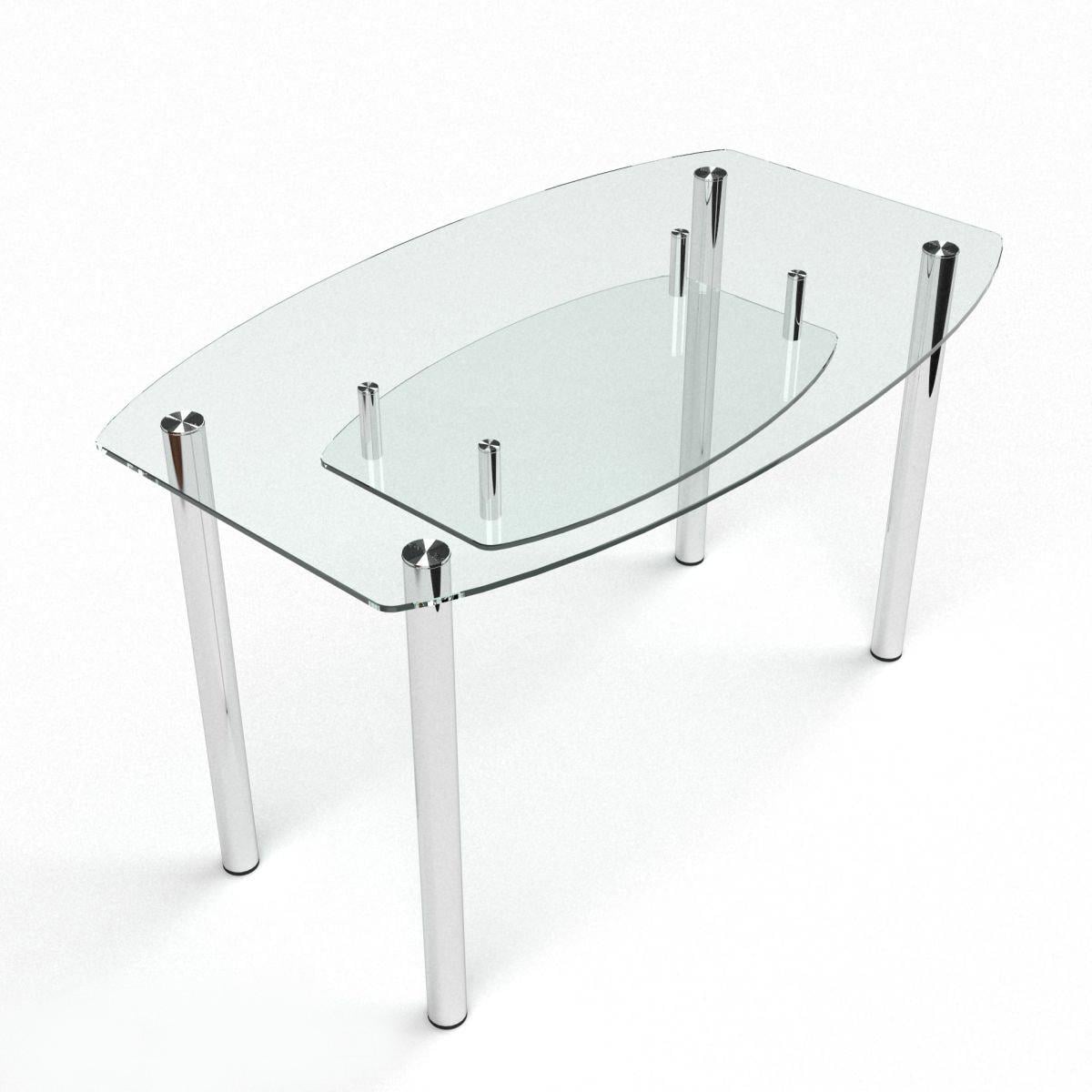 Стіл скляний CRYSTAL GLASS Бочка із полицею 1100х650х8 мм Прозорий (4858)