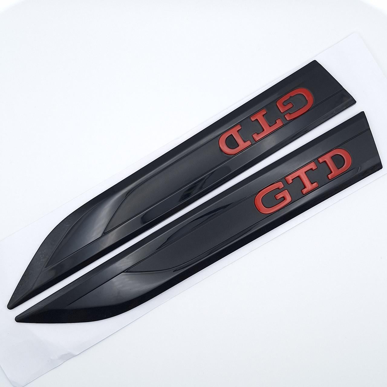 Эмблема на крылья GTD Volkswagen ABS 20х2,9 см Черный/Красный глянцевый (2548589597)