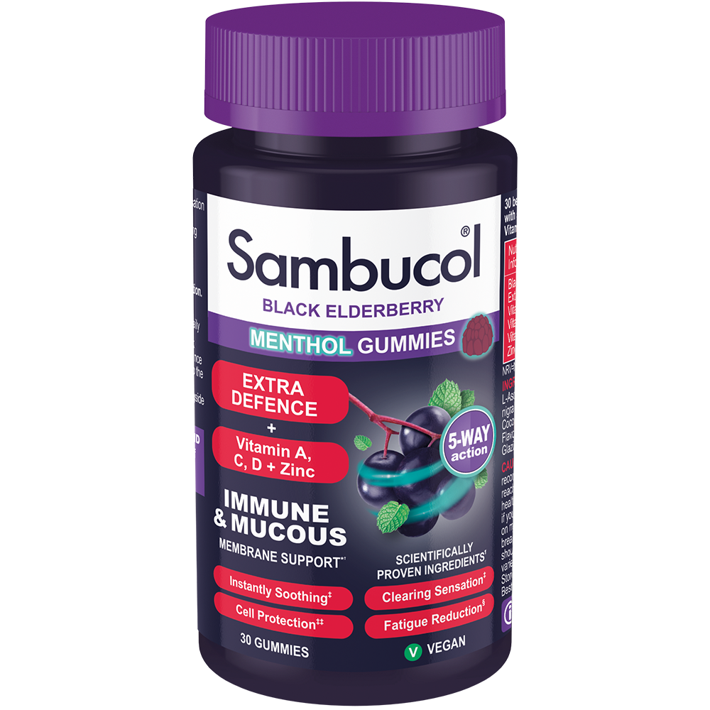 Желейки Sambucol Extra Defence Menthol черная бузина / витамины / минералы от 12 лет 30 шт. (354245)