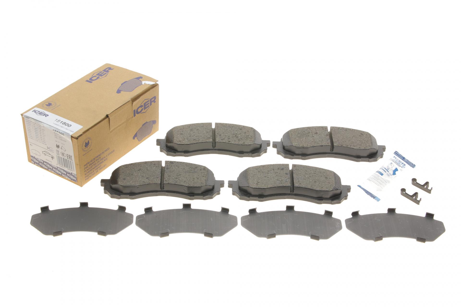 Колодки тормозные передние ICER 181800 Subaru Impreza 99-/Forester 07-/Legacy 03-