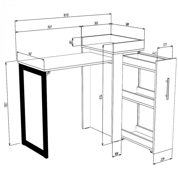 Стіл-тумба трансформер з карго 2в1 Knap Knap Rand 107х50х93,3 см Дуб крафт золотий (24628369) - фото 5