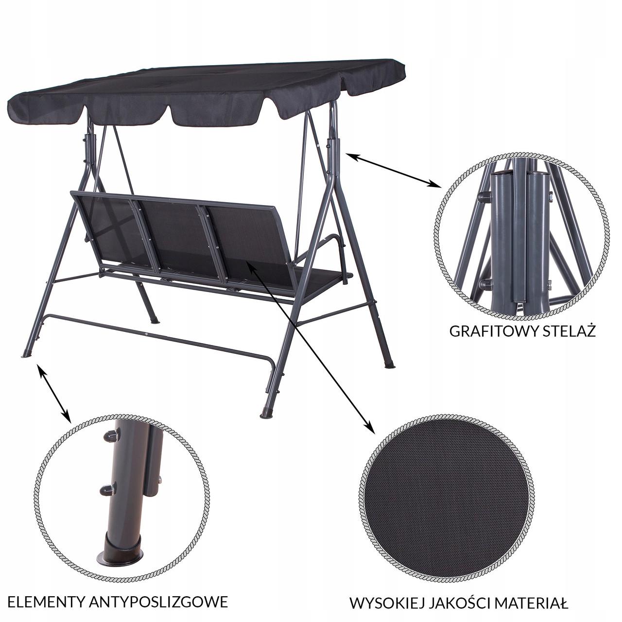 Гойдалка-диван садова з навісом Springos Fiona GS0010 до 220 кг 170х150 см - фото 2 Гойдалка-диван садова з навісом Springos Fiona GS0010 до 220 кг 170х150 см - фото 2