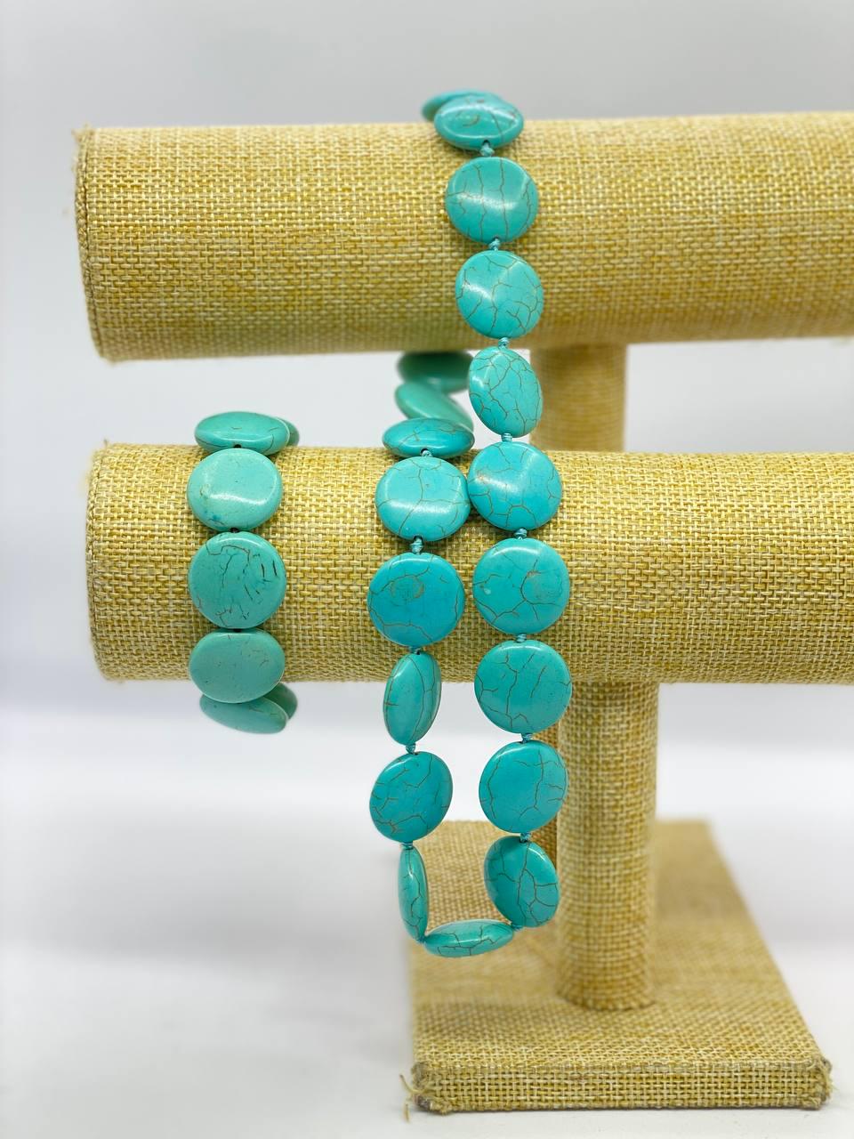 Комплект прессованная бирюза 44 см Голубой (1056)