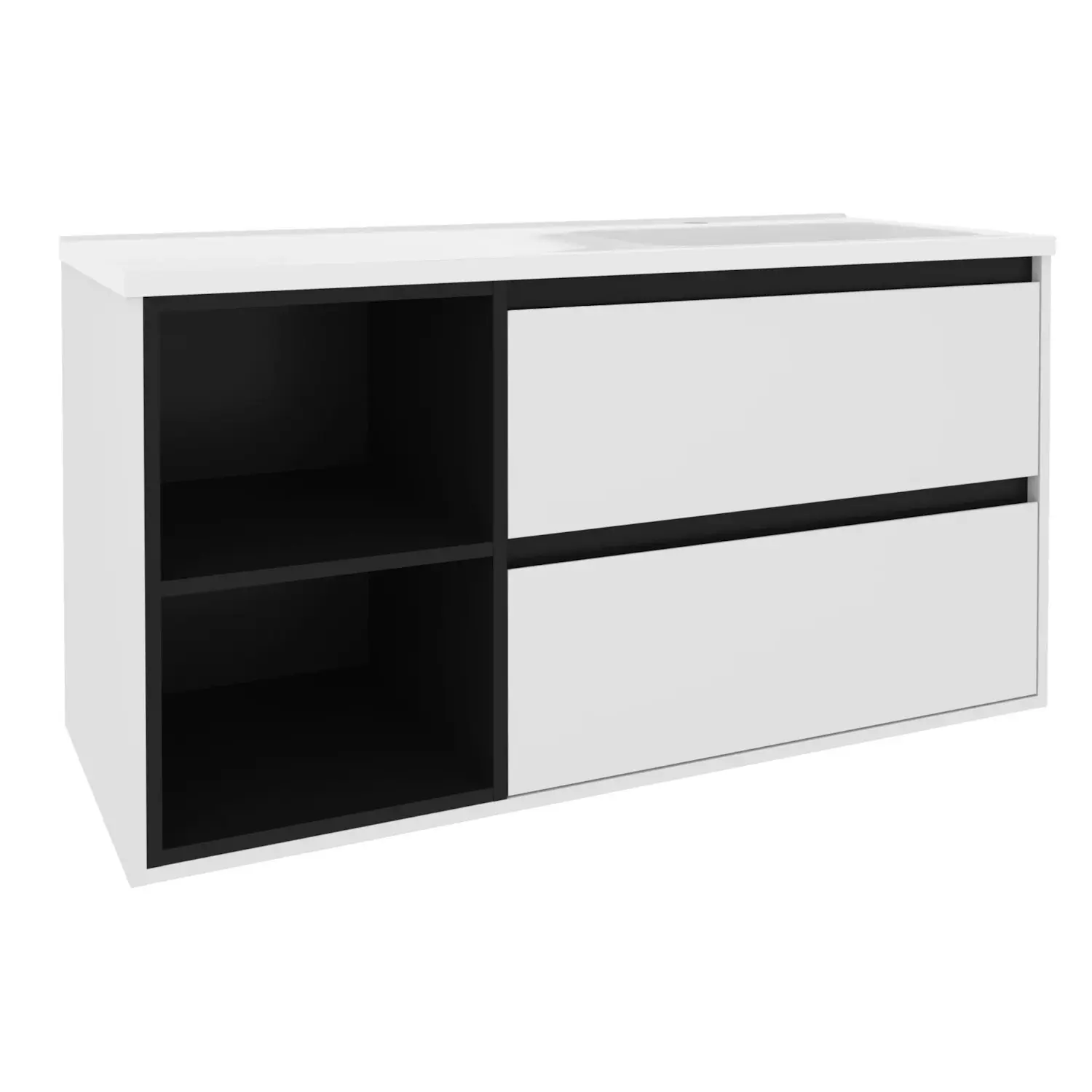 Тумба для ванной Van Mebles Айрис 1200x480 R подвесная с умывальником Родео 120 Белый (MRT-000008106)