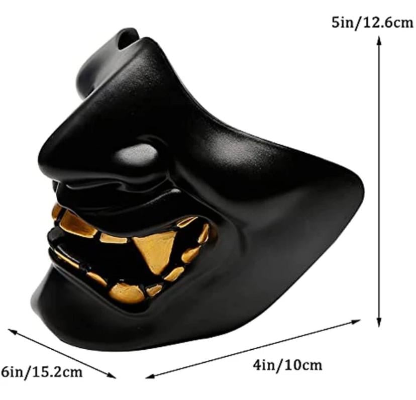 Маска Самурая Ghost of Tsushima Демон Кабукі Хання Airsoft Чорний (MK001024) - фото 2 Маска Самурая Ghost of Tsushima Демон Кабукі Хання Airsoft Чорний (MK001024) - фото 2