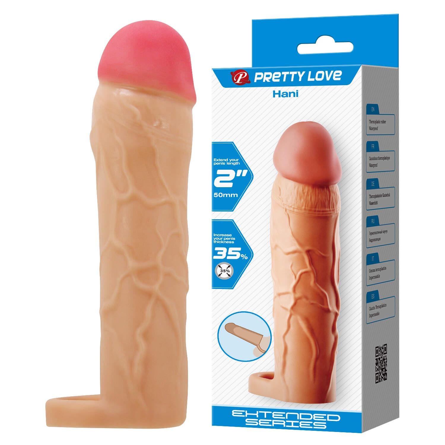 Насадка на член закрытая Pretty Love Hani Penis Extender реалистичная удлиняющая до 5 см (36093915)
