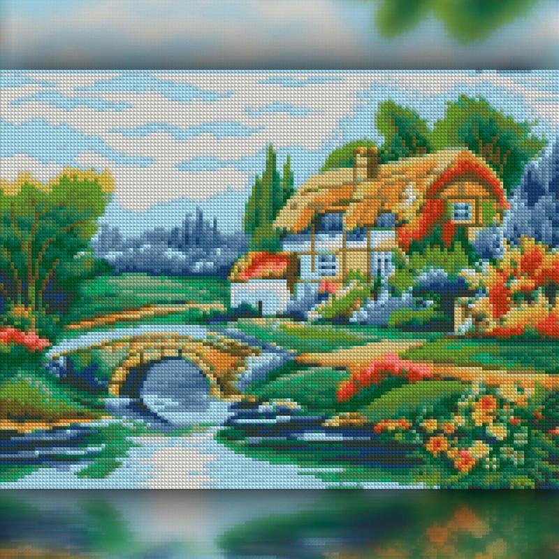 Алмазна мозаїка на підрамнику The Wortex Diamonds Будинок біля струмка 40x50 см (TWD30026L+P)