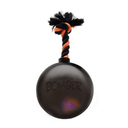 Игрушка для собак Bomber Bomb LED светящийся мяч с ручкой 17 см Черный (26531)