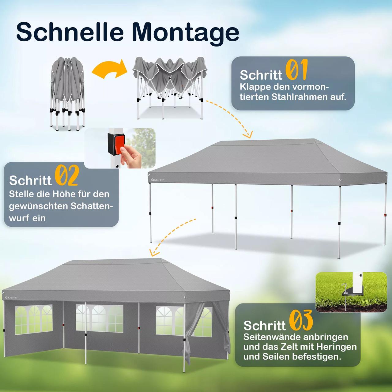Павільйон садовий KESSER 6x3 м UV50+ Світло-сірий - фото 2 Павільйон садовий KESSER 6x3 м UV50+ Світло-сірий - фото 2