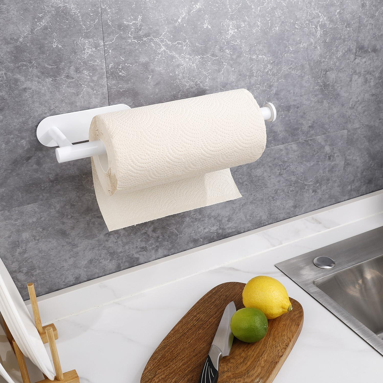 Держатель для бумажных полотенец настенный пластиковый Белый - фото 3