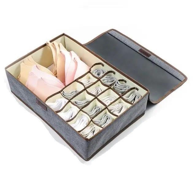 Органайзер с крышкой для нижнего белья и носков 44х29х12 см Серый (ОДШ-351-22)