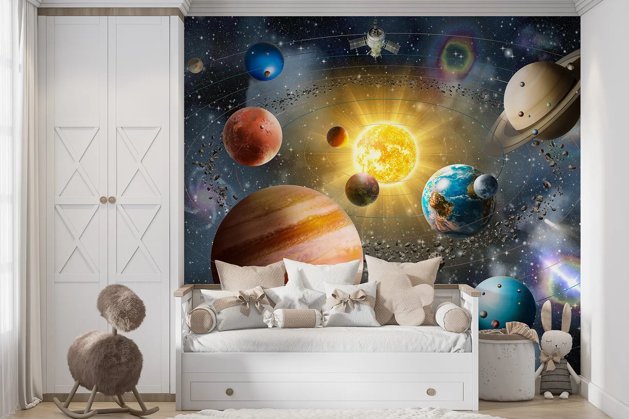 Фотообои флизелиновые Styleo Космос 3D солнечная система u97222d1 350х270 см Разноцветный