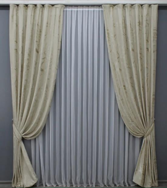 Шторы из льна 1,5x2,9 м 2 шт. Шампань (1417г)