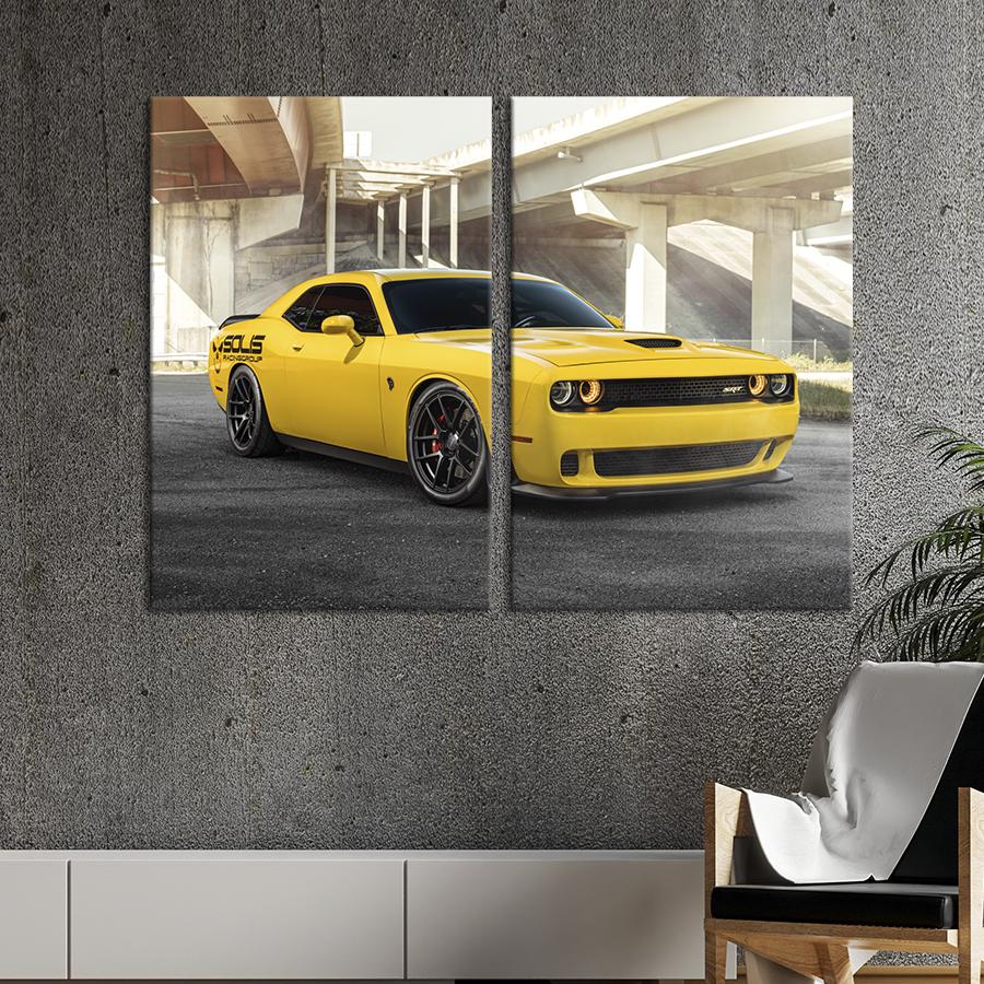 Картина на холсте Уникальный автомобиль Dodge Challenger 165x122 см (1312-2)