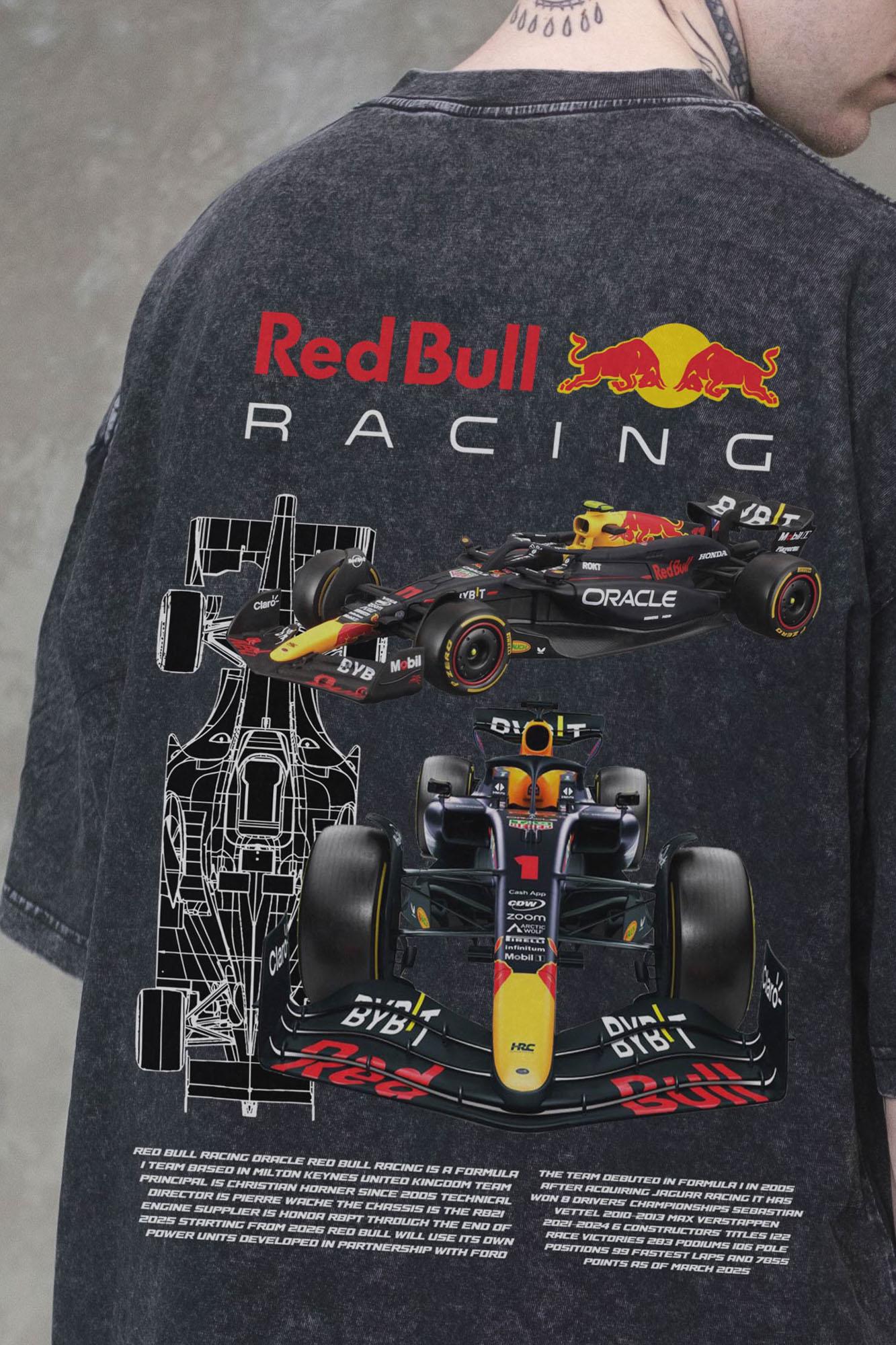 Футболка виварена Without Washed Оверсайз з принтом Redbull S/M Black (S/M 8056154 8056155) - фото 2