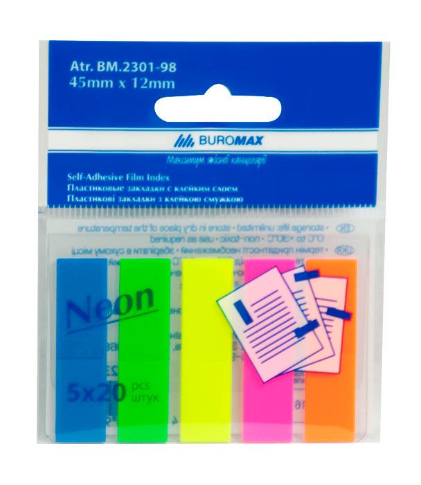 Закладки Buromax пластикові 45х12 мм 100 шт. Неоновий (BM.2301-98) Закладки Buromax пластикові 45х12 мм 100 шт. Неоновий (BM.2301-98)