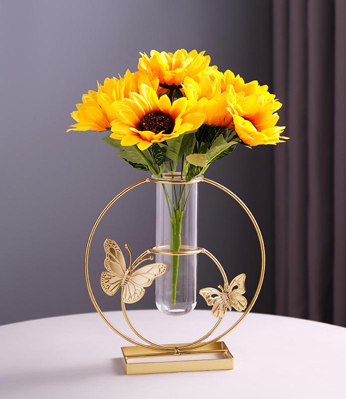 Ваза для квітів Метелики Круг 15040 12х20х21 см золота (5003203)