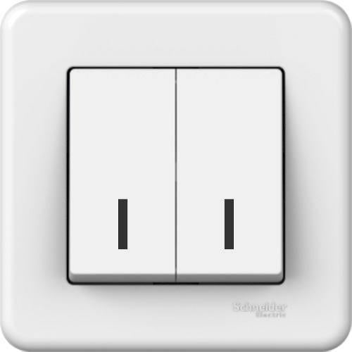 Вимикач двоклавішний Schneider Electric Leona з підсвіткою Білий (LNA2000321)