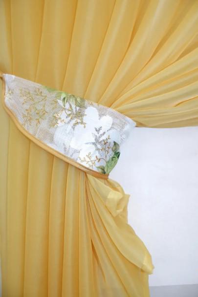 Шторки на кухню/балкон с подвязками 280х170 см Золотистый/Белый/Салатовый (069к) - фото 2 Шторки на кухню/балкон с подвязками 280х170 см Золотистый/Белый/Салатовый (069к) - фото 2